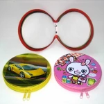ROUND SHAPE METAL TIN CD DVD  STORAGE BOX WITH ZIPPER HOLDING 24 PCS DISCS