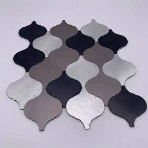Self Adhesive brushed silver and black aluminum plastic Lantern Peel And Stick mosaic Tiles sticker