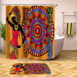 Shower Curtain 2020 Black Girl Waterproof Customized Accessory Style Fabric Room Modern Pattern
