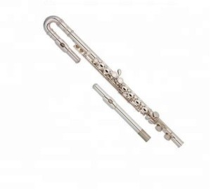 Silver plate metal flute Curved headjoint student 16 Holes Flute