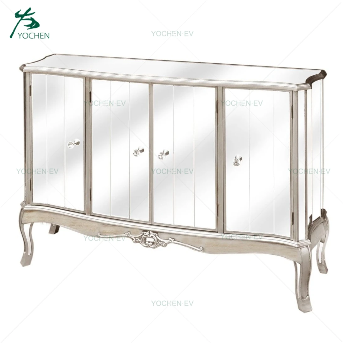 silver wood trim living room furniture large mirrored sideboard