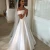 Import Simple A Line Wedding Dresses Satin Off The Shoulder Wedding Bridal Gowns Sweep Train Casual Dresses Zipper With Buttons Back from China