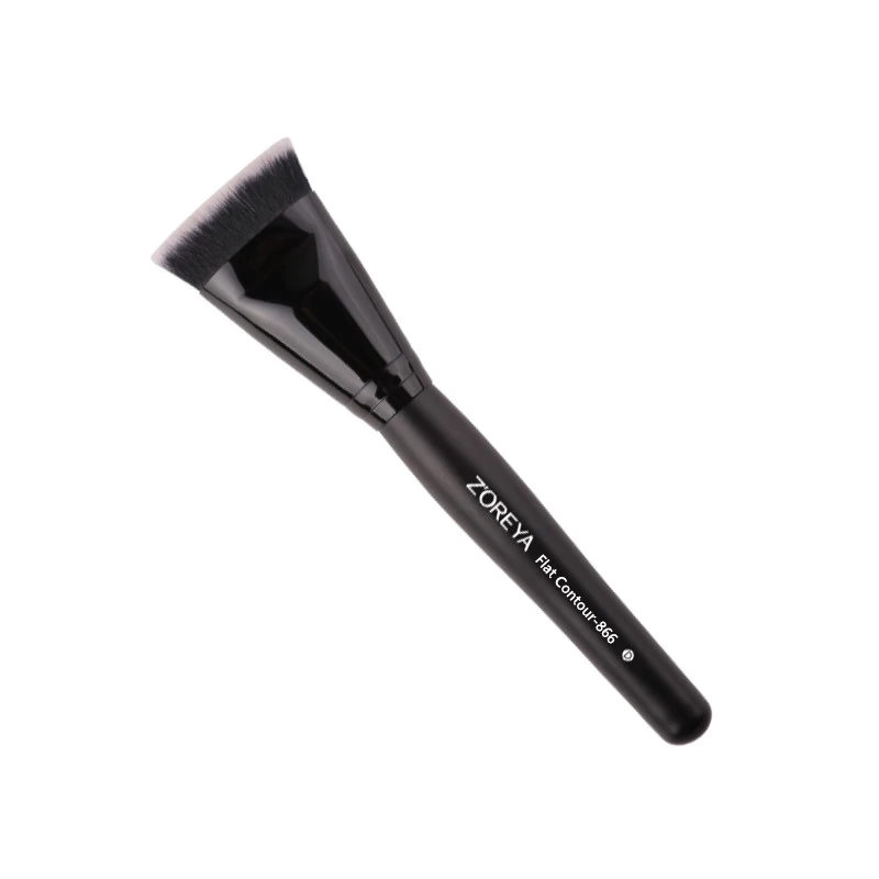 single makeup foundation brush zoreya  black cosmetic flat contour brush Wooden handle private label