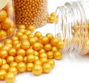 Skytop 4MM Golden Edible Sprinkles  Sugar Pearl for coloring Cake Decoration Tools Candy Baking Bakery Pastry Tools
