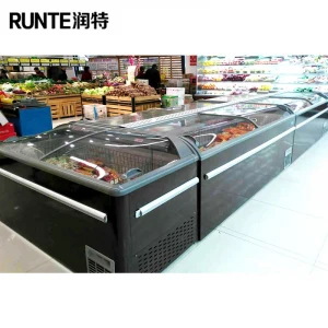 Sliding Glass Door -18 Degrees Combined Island Freezer for Frozen Meat and Seafoods Supermarket Customized 220V/50HZ, 60hz R404A