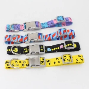 Smart Print Buckles Yellow Black Dog Leashes Supplies Pet Collars