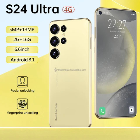 Smartphone S24 Ultra 6.6 inch HD Display Muti-language support 13MP Front Camera 16GB Mobile Phone