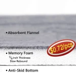 Soft Absorbent Bathroom Mat Solid Non Slip Memory Foam Bath Mat