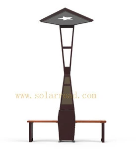 SOLARROAD RS1804 With USB Charging &amp; WIFI Function LED Lighting Outdoor Public Park Solar Power Garden Chair