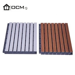Sound Absorption Carved  Grooved Wooden Perforated Acoustic Wall Panel for Cinema
