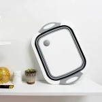 Space Saving 3 in 1 Multifunction Storage Basket Plastic foldable cutting board Chopping&Slicing Board for Camping With Towel