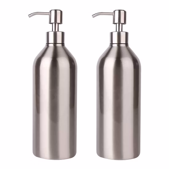 700ml Wash Lotion Shower Gel Press Pump Shampoo Stainless Steel Bottle
