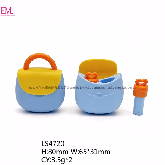 Eml Ls4720 New Backpack-Shaped Lipstick Tube Heart Shape Lid Top Lipstick Tube Plastic Container Mini Cosmetic Container Double Tube Lipstick Tube