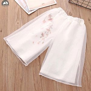 spring and summer Children hanfu button baby girl pants kids tang suit pants