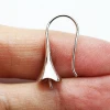 SSE129 Sterling 925 Silver Jewellery Findings Earwire Flat Fishhook with Bead Cap for Half Drilled Pearls