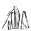 stainless steel cocktail shaker mixer bar set with plastic base