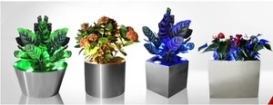 Stainless steel flowerpot planter with led light