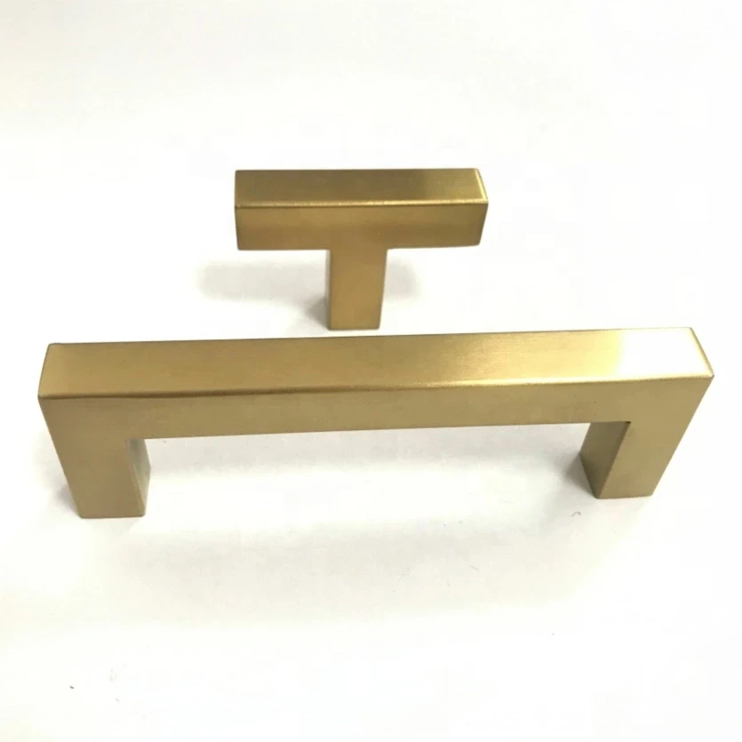 Stainless Steel Hollow 12x12mm Square Bar Pull Design USA Kitchen Bathroom Drawer Door Brush Gold Handle Pull