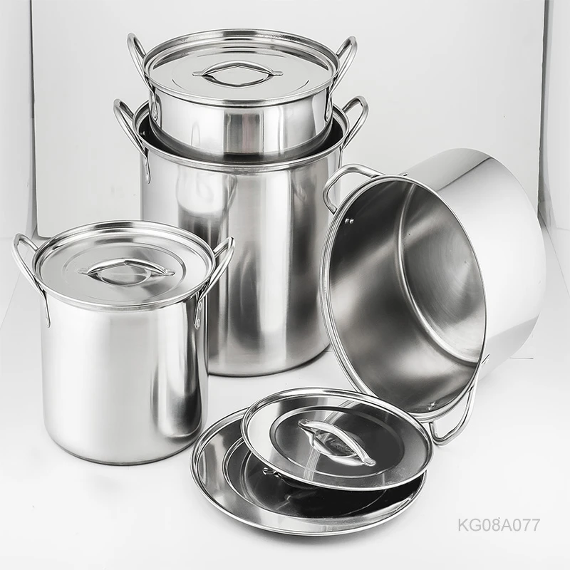 Stainless steel kitchen cookware set steel cooking soup stock pot wholesale