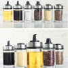 Stainless Steel spice pot/bottle/box glass Spice jars set with rotary spice rack