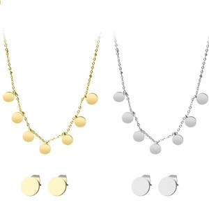 Stainless Steel Wedding 18k Jewelry Sets Gold Plated  Necklace And Earring Sets