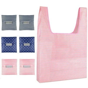 Standard Reusable Shopping Tote Travel Recycle Bag - Grocery Shopping Bag Ripstop Nylon Tote Foldable Integrated Pouch