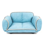 Stark Pet Bed with exclusive pet-friendly adjustable armrests and a plush base, PU+PVC leather, easy to clean
