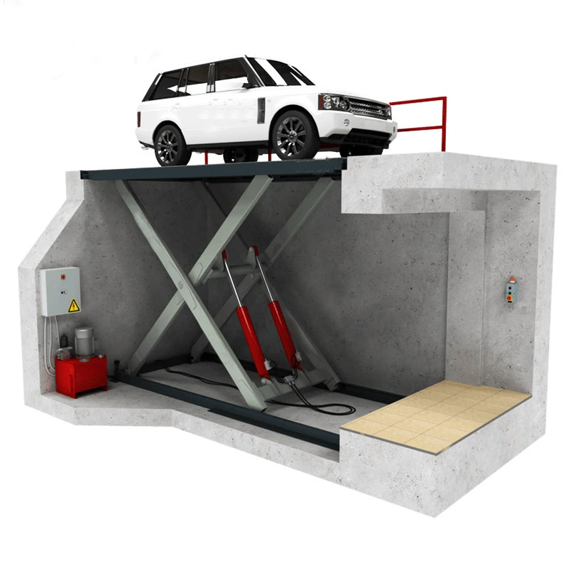 stationary scissor hydraulic lifter Mechanical Inground Big Heavy Duty Double Scissor Lift Table 2 Car Parking Lift