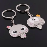 sweet design metal key and locker couple keychain