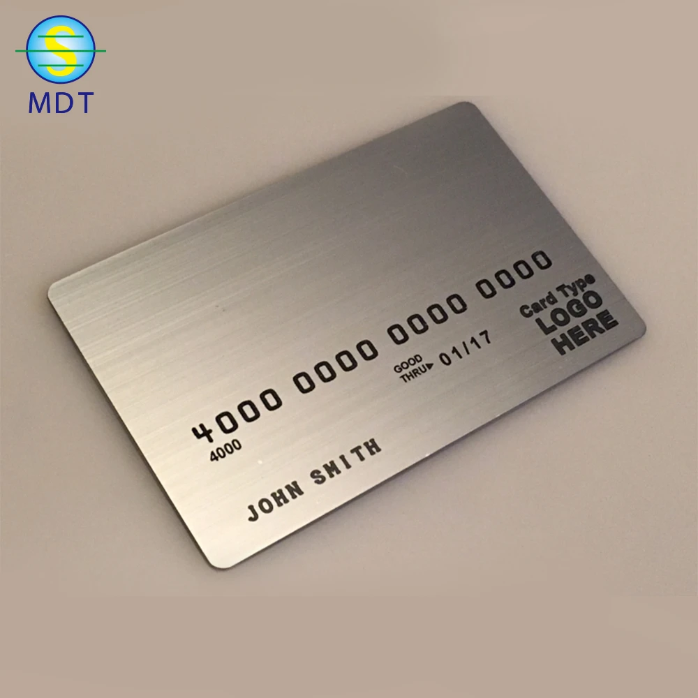 SY custom printed  brushed metallic card business metal card