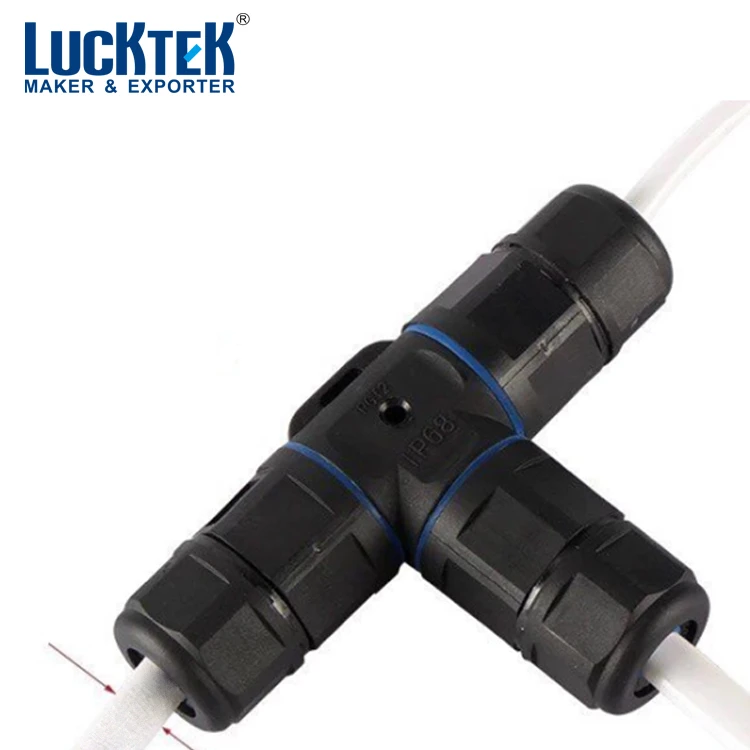 T-shaped 3-way waterproof connector IP68 male and female electrical connector