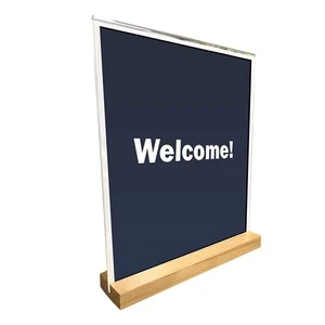 Tabletop display Stand POP Acrylic Sign Holder Frame With Wood Base