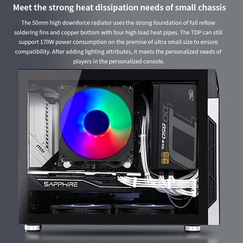 Buy Tishric Small Chassis Dedicated Cpu Cooler Fan 4 Heat Pipes 4 Pin ...