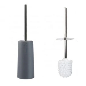 Toilet Brush and Holder,Long Handle Stainless Steel Toilet Brush with Plastic Toilet Holder