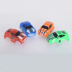 Toy BO Car for glow in dark luminous flex tracks bend curve racing car with 3 LED lights