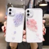 Trendy fashion brand Solid Color real Flowers Shockproof Anti-drop Transparent Soft epoxy  Mobile Phone case for iphone 12/11pro