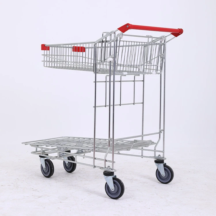 trolley supermarket bags Double-deck durable trolley shopping bag vegetable supermarket stock trolley