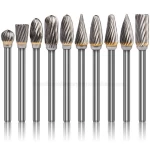 Tungsten Carbide Burr Set 1/8 Shank Single Cut  Files HRA85 Rotary Tool Accessory Drill Chucks Accessories for Dremel Rotary Dr