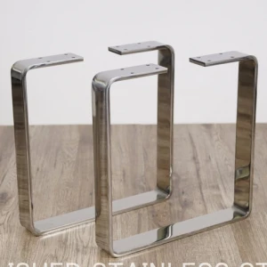 U Shaped Flat Metal Stainless Steel Metal Iron Shinny Mirror Chrome Dining Coffee Table Legs