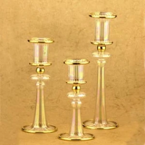 Unique hand blown glass 24 crt gold decorated Egyptian Candle Holders