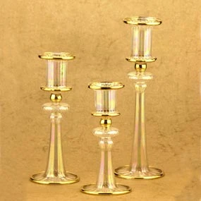 Unique hand blown glass 24 crt gold decorated Egyptian Candle Holders