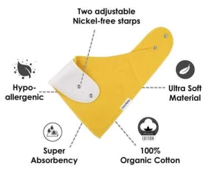 Unisex Gift Set 100% Organic Cotton Plain Color Triangle Absorbent Baby Bandana Drool Teething Bibs