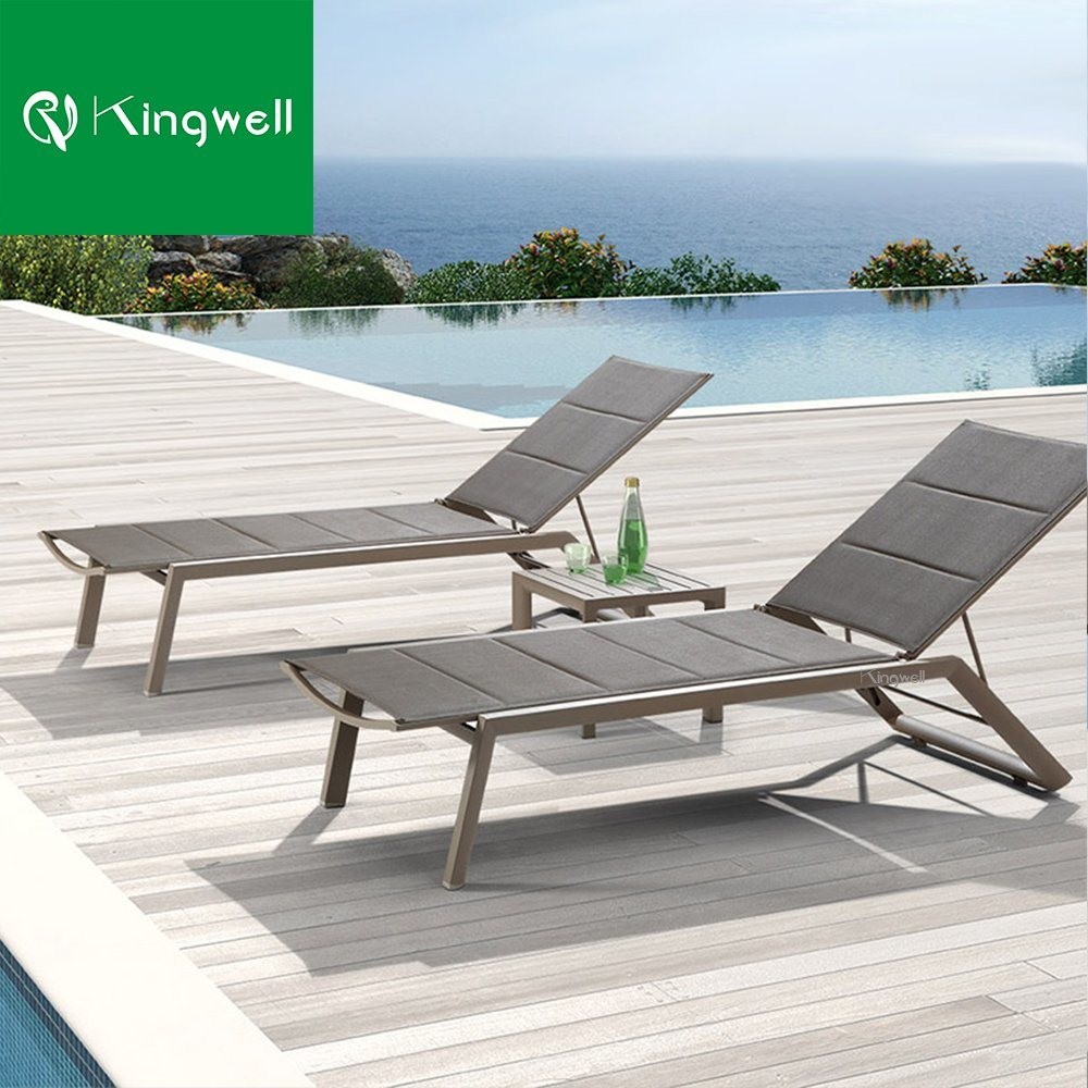 UV Resistant Luxury Chaise Lounge Aluminum Beach Bed Single Pool Chair Tesilin Sun Lounger