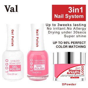 Val Amazing 3 In 1 Match Color Fast Dry Dipping Acrylic Powder Nails System Starter Kit Dip Powder Gel