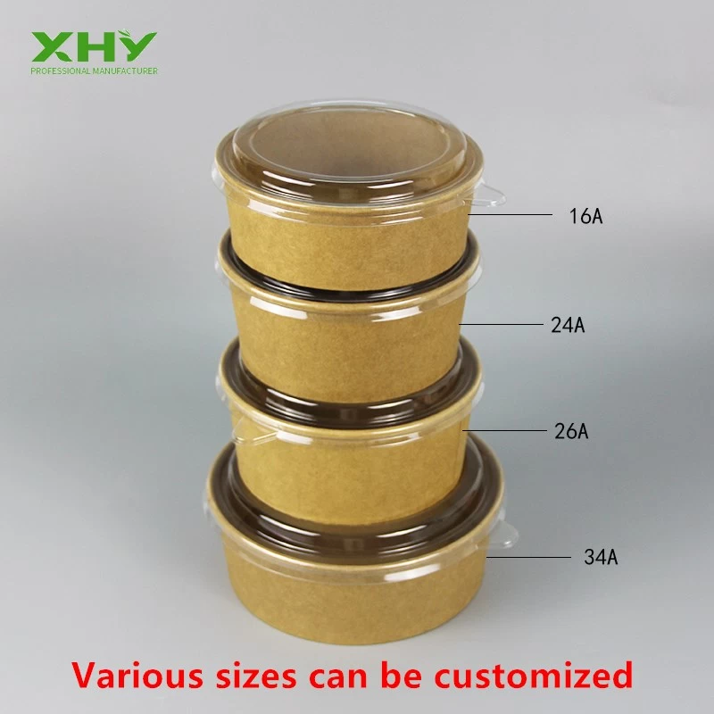 Various Customized Size Custom Printed Disposable Paper Salad Bowls With Lid