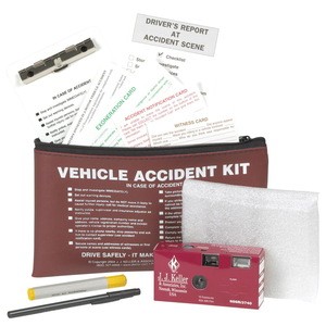 Vehicle Accident Kit + 35mm Film Disposable Camera in Vinyl Pouch - Collect, Organize &amp; Report Vehicle Accident Info