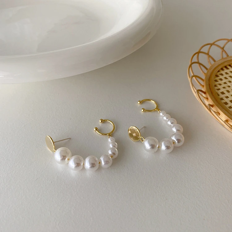 Vershal 2021 Fashion 18K Gold Plated Earrings Design Elegant Pearl Stud Earrings Jewelry