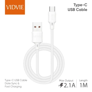 VIDVIE Best Seller Soft PVC Silicon Data Cable Type-C 100cm 3.3ft USB to Type c Cable 2.1A Phone Cable Data Cabo Tipo C