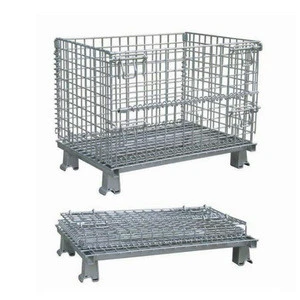 Warehouse stackable storage galvanized collapsible storage metal cage
