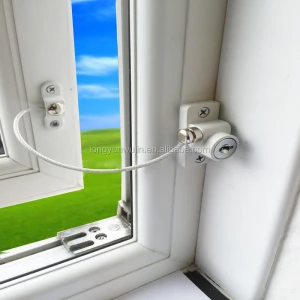 White UPVC Cable Window Door Restrictor Child Safety Lock Window Cable Lock